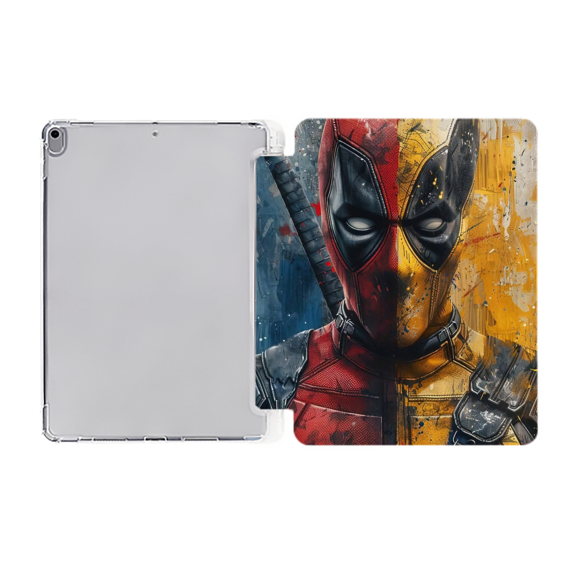 （画像用） Deadpool デッドプール IPad ケース ペン収納付き 三つ折りスタンド PUレザー×シリコン 対応機種9.5/10.5/10.9インチ